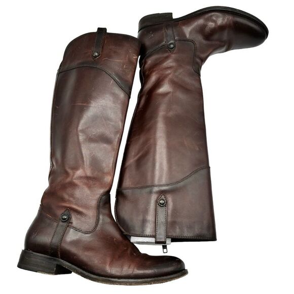 Frye Melissa Button Riding Boots Brown Leather Tall Equestrian Style Size 7 - Picture 2 of 15